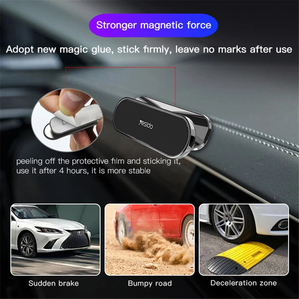 YESIDO C82 Magnetic Car Phone Holder Stand 360 Degrees Rotating Zinc Alloy Cellphone Bracket - Dark Grey - 4