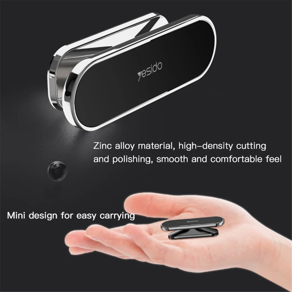 YESIDO C82 Magnetic Car Phone Holder Stand 360 Degrees Rotating Zinc Alloy Cellphone Bracket - Dark Grey - 6