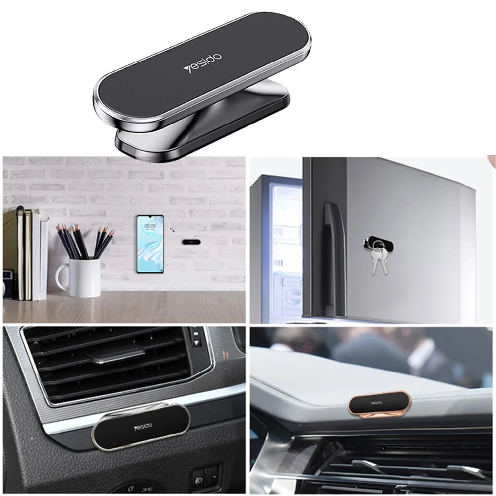 YESIDO C82 Magnetic Car Phone Holder Stand 360 Degrees Rotating Zinc Alloy Cellphone Bracket - Dark Grey - 7