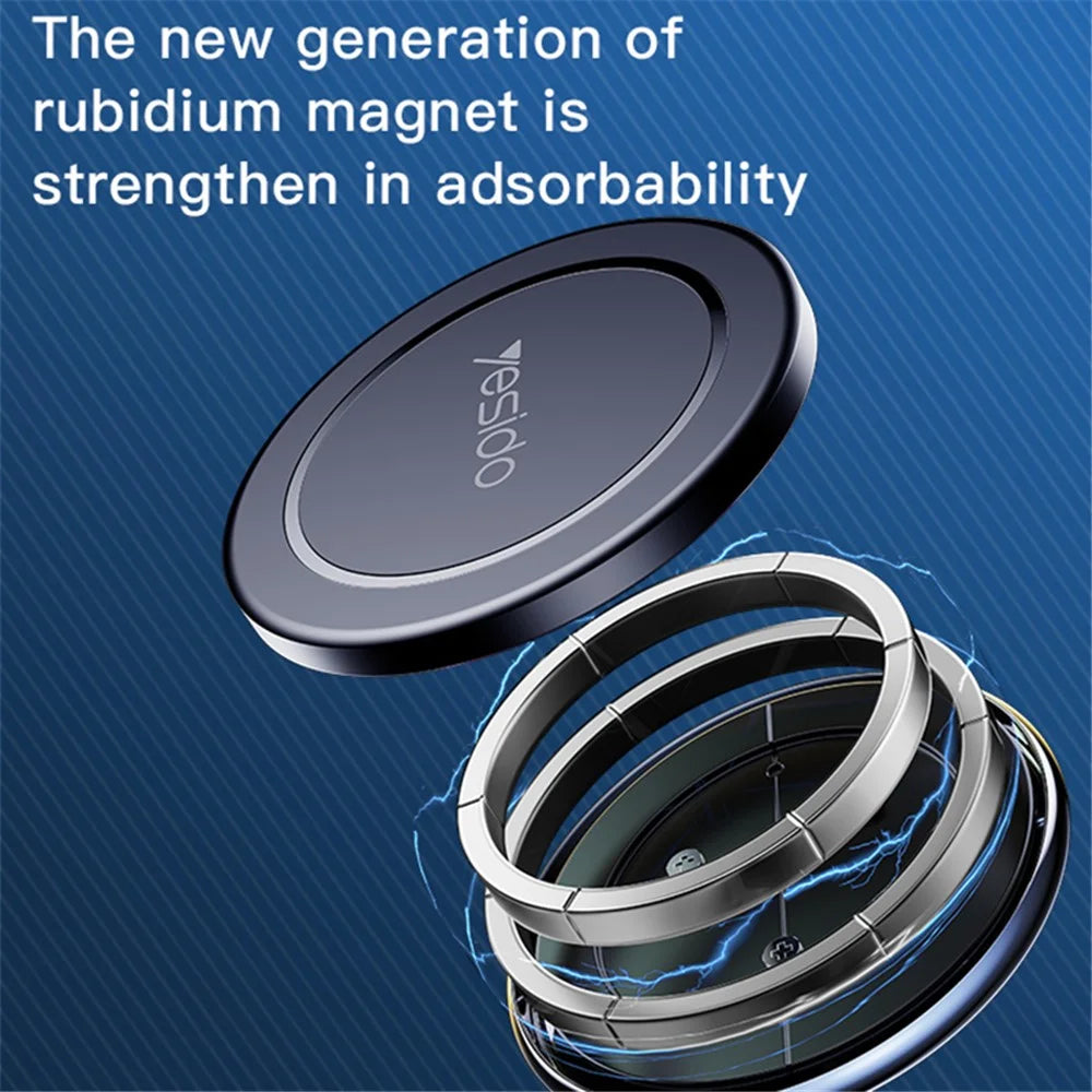 YESIDO C126 For iPhone 12 / 13 / 14 Zinc Alloy Car Magnetic Phone Holder 720 Degree Rotation Adhesive Bracket - 4