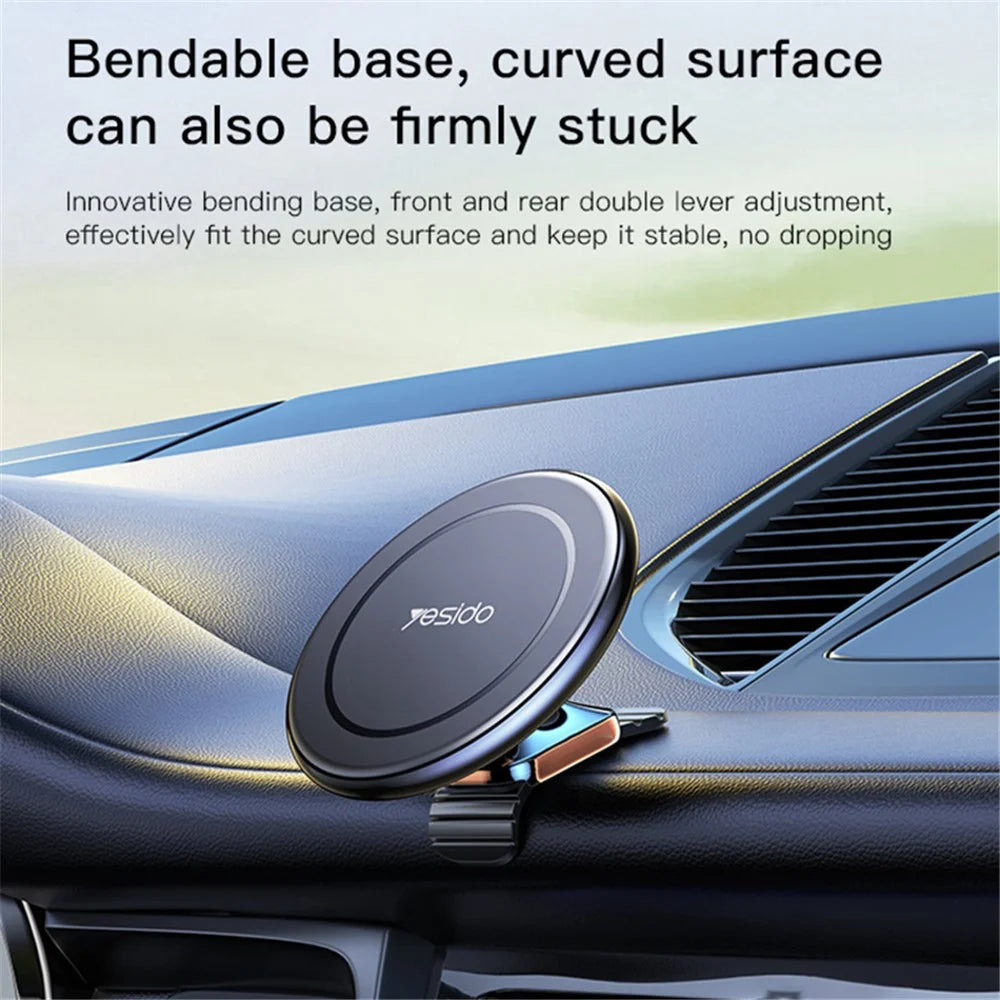 YESIDO C126 For iPhone 12 / 13 / 14 Zinc Alloy Car Magnetic Phone Holder 720 Degree Rotation Adhesive Bracket - 7