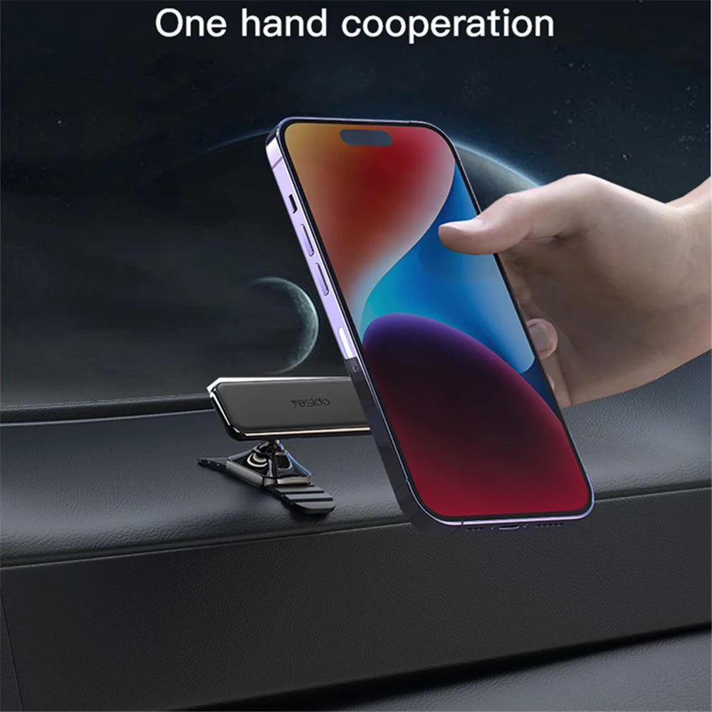 YESIDO C150 360 Degree Rotation Magnetic Absorption Zinc Alloy Car Phone Holder Adhesive Arc Bracket - 3