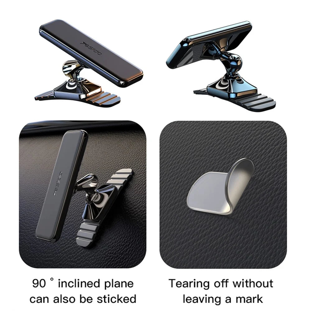 YESIDO C150 360 Degree Rotation Magnetic Absorption Zinc Alloy Car Phone Holder Adhesive Arc Bracket - 7