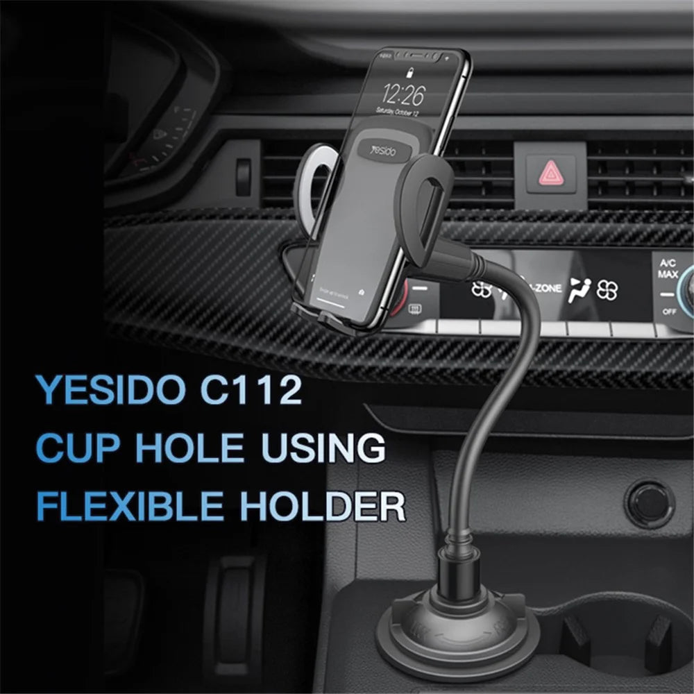 YESIDO C112 Flexible Arm 360 Degree Rotation Car Cup Holder Mobile Phone Bracket with Air Vent Clip - 2