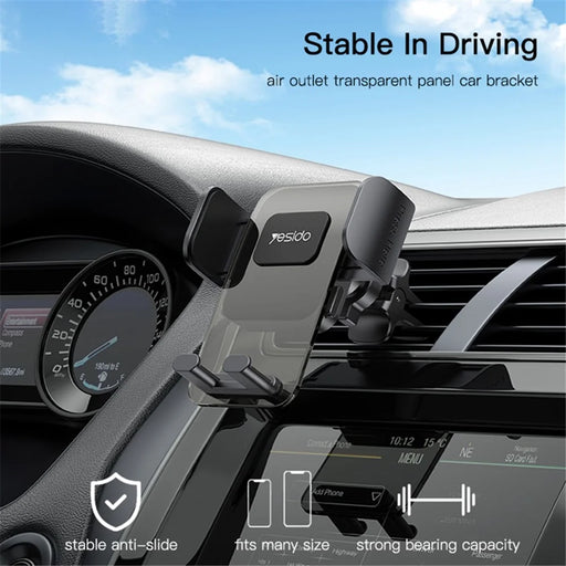 YESIDO C163 Air Outlet Transparent Panel Car Bracket Mobile Phone Holder Stand - 2