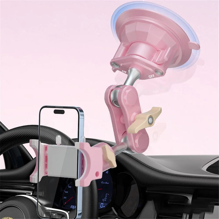 LANPARTE UBA-P1 Tablet Holder Car Windshield Strong Suction Cup Mount Bracket Universal for iPad Samsung Galaxy Tab without Telescopic Pipe - Pink - 3