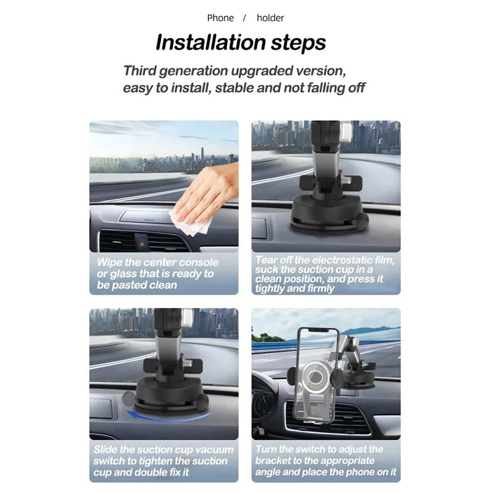 X0666 Multifunction Car Dashboard Phone Holder Adjustable Windshield Cell Phone Mount for Vehicles, Trucks - 7