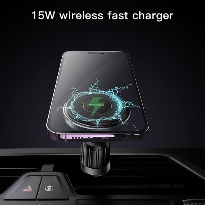 YESIDO C190 Car Magnetic Wireless Charger Air Vent Mount Phone 15W Fast Charging Bracket - 4