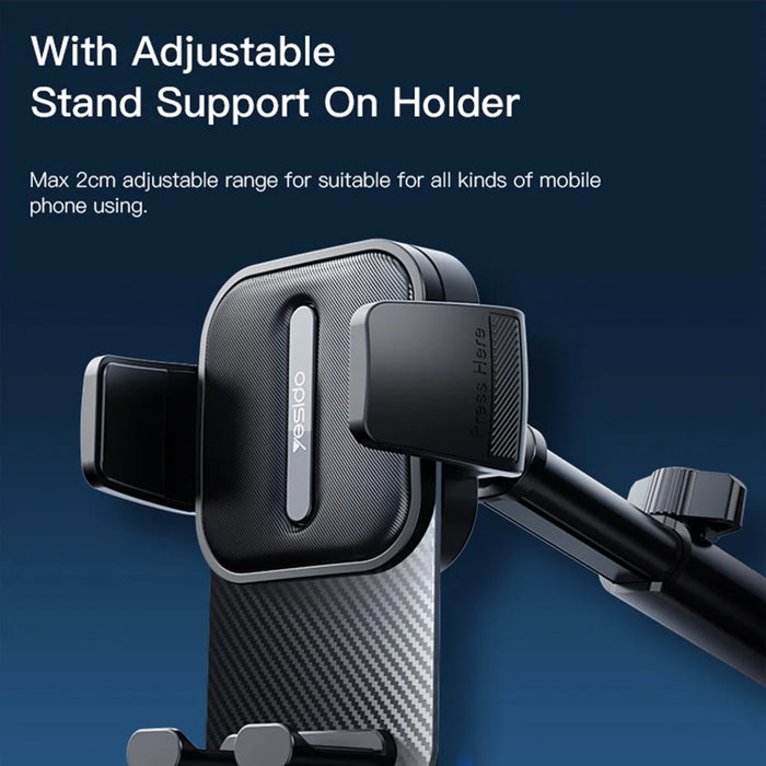 YESIDO C174 Car Dashboard Windshield Telescopic Arm Phone Holder ABS Rotatable Suction Cup Bracket - 5