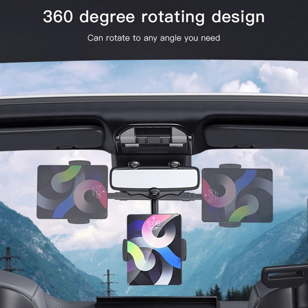 YESIDO C196 Car Rearview Mirror Phone Holder 360 Degrees Rotating ABS Cellphone Bracket - 4