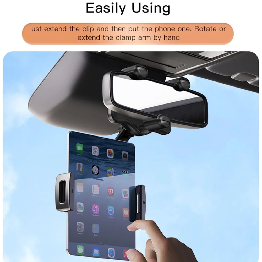 YESIDO C196 Car Rearview Mirror Phone Holder 360 Degrees Rotating ABS Cellphone Bracket - 6