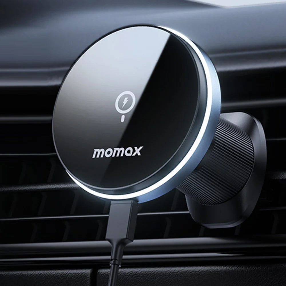 MOMAX Q.MAG MOUNT 5 CM25A Magnetic Wireless Car Charger Mount Air Vent Phone Charger Holder (15W Dark Grey) - 3