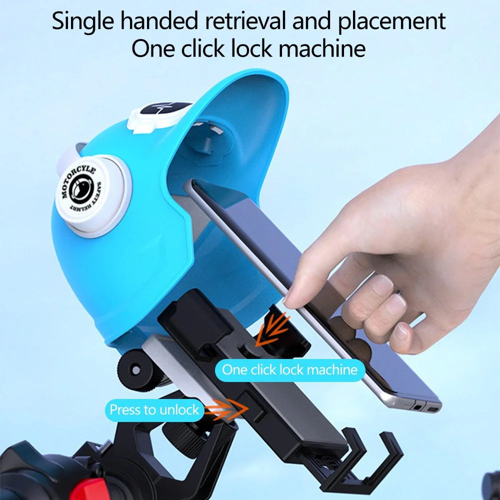 Motorcycle Electric Bike Handlebar Phone Holder Stand with Sunshade Helmet - Blue - 4
