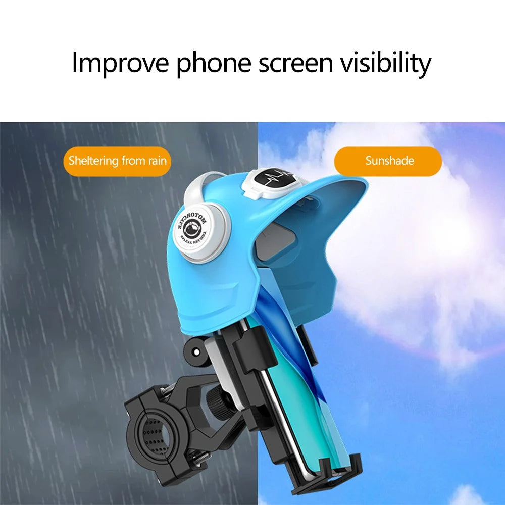 Motorcycle Electric Bike Handlebar Phone Holder Stand with Sunshade Helmet - Blue - 5