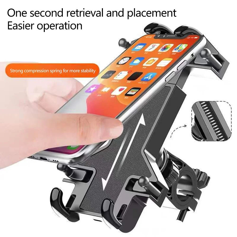 Handlebar Phone Holder for Bicycle E-Bike Motorcycle Anti-Shock Quick Fixed Phone Mount for Riding, Cycling - 3