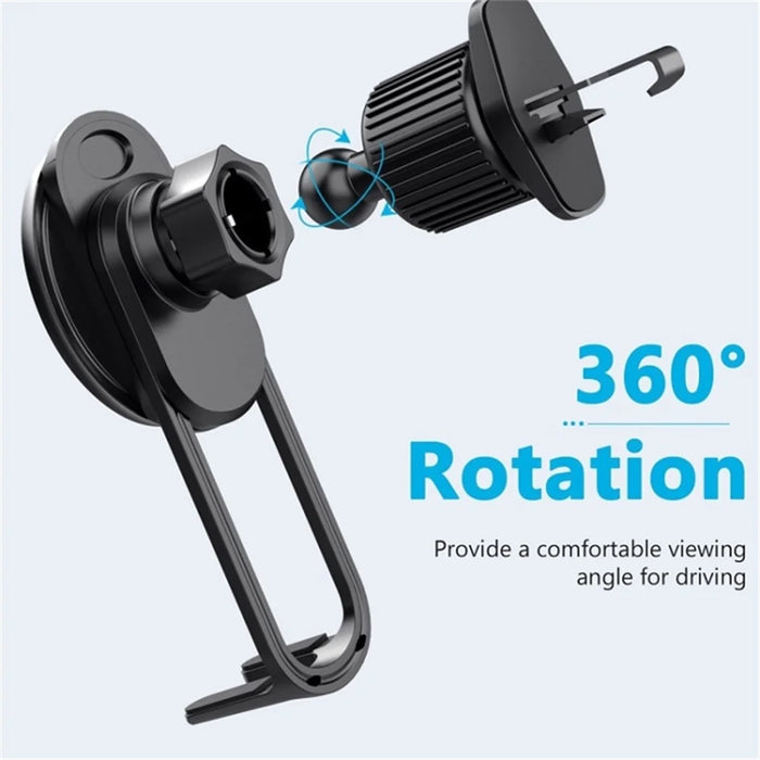 LE-11 Car Suction Cup Mount 360 Degree Rotation Magnetic Phone Holder with Air Vent Clip - 2