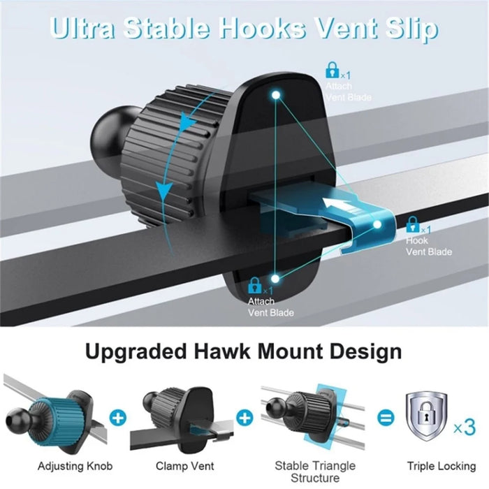 LE-11 Car Suction Cup Mount 360 Degree Rotation Magnetic Phone Holder with Air Vent Clip - 3
