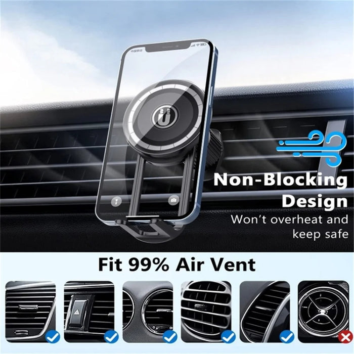 LE-11 Car Suction Cup Mount 360 Degree Rotation Magnetic Phone Holder with Air Vent Clip - 4