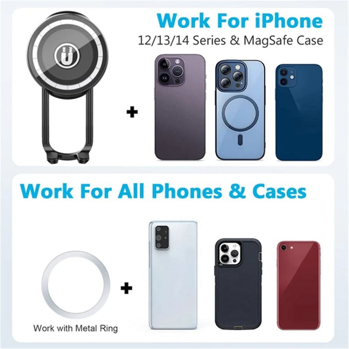 LE-11 Car Suction Cup Mount 360 Degree Rotation Magnetic Phone Holder with Air Vent Clip - 7