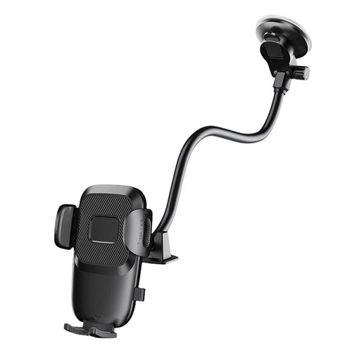 X034 Gen. 9th Multi-Function Suction Cup Car Phone Mount Windshield Flexible Extended Car Phone Clip Holder for Universal Truck Bus - Black - 1