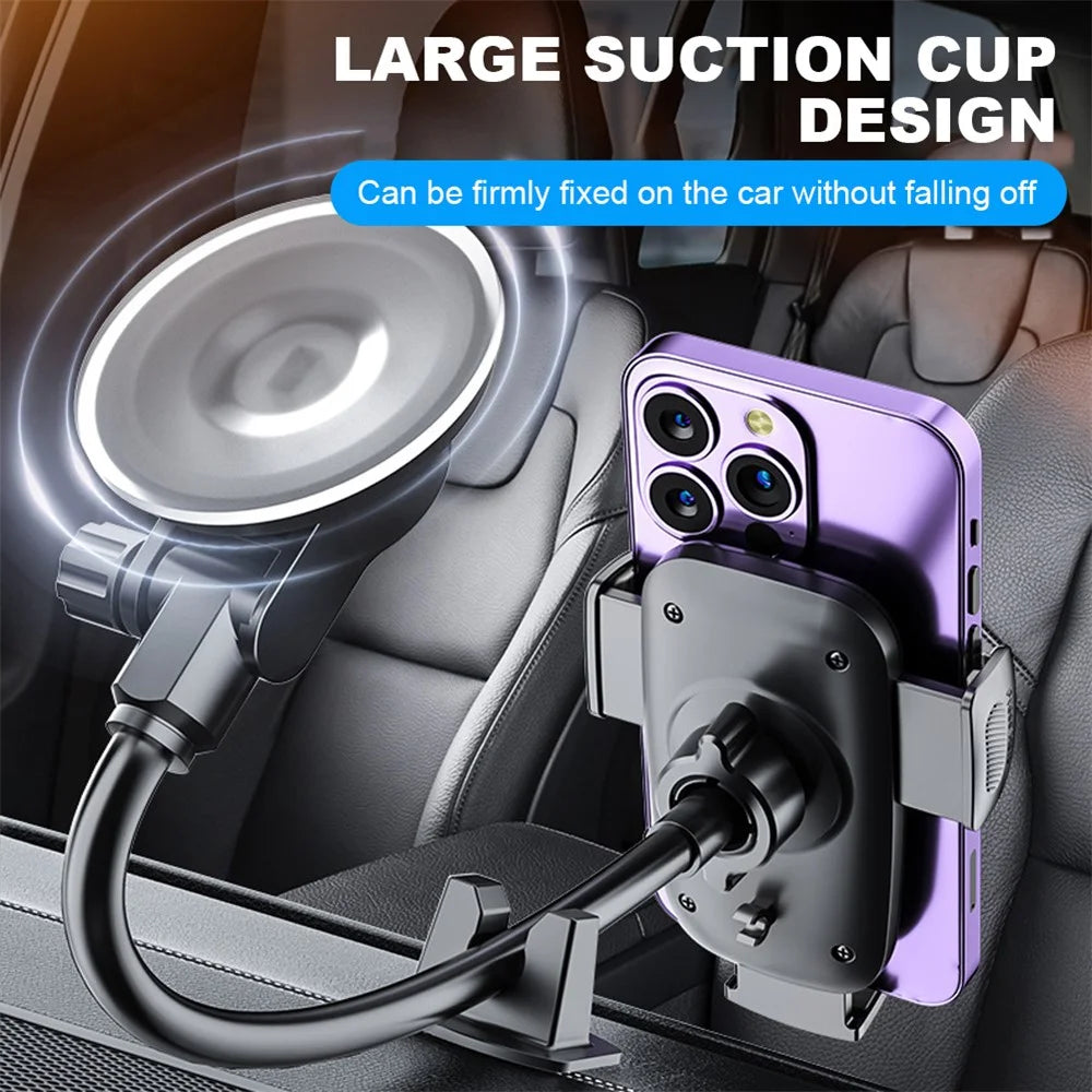 X034 Gen. 9th Multi-Function Suction Cup Car Phone Mount Windshield Flexible Extended Car Phone Clip Holder for Universal Truck Bus - Black - 4