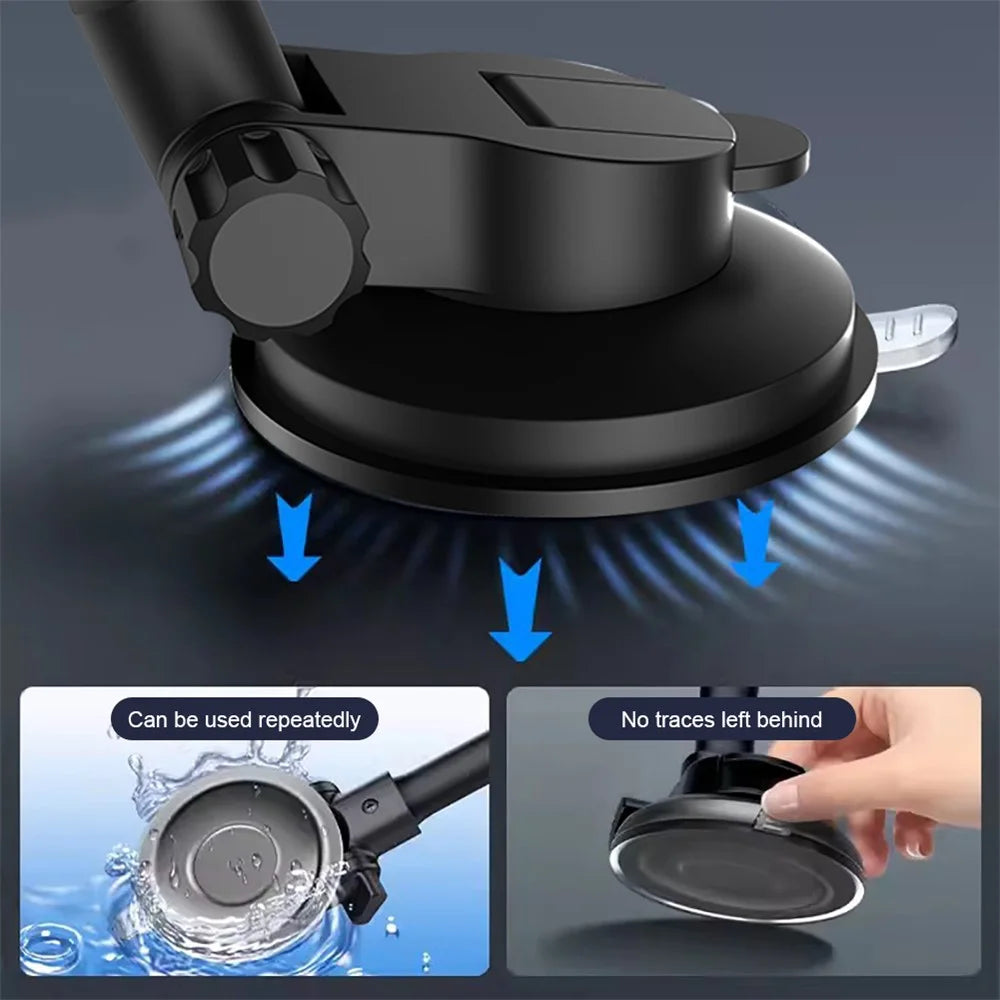 X034 Gen. 9th Multi-Function Suction Cup Car Phone Mount Windshield Flexible Extended Car Phone Clip Holder for Universal Truck Bus - Black - 6