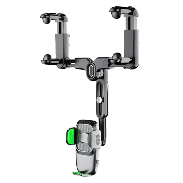R009 Multifunctional Car Rearview Mirror Cell Phone Mount Universal Vehicle Retractable Phone Clip Holder - Green - 1