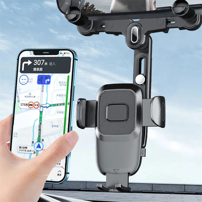 R009 Multifunctional Car Rearview Mirror Cell Phone Mount Universal Vehicle Retractable Phone Clip Holder - Green - 2