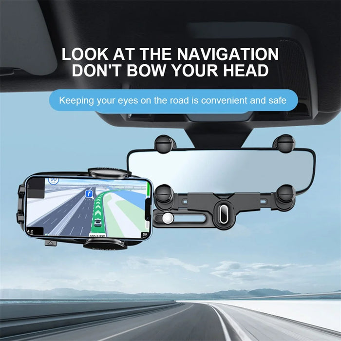 R009 Multifunctional Car Rearview Mirror Cell Phone Mount Universal Vehicle Retractable Phone Clip Holder - Green - 3