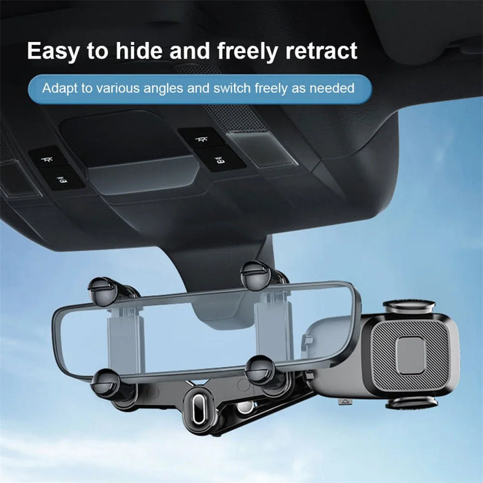 R009 Multifunctional Car Rearview Mirror Cell Phone Mount Universal Vehicle Retractable Phone Clip Holder - Green - 4