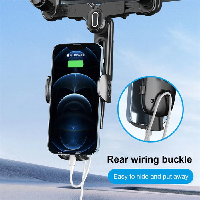 R009 Multifunctional Car Rearview Mirror Cell Phone Mount Universal Vehicle Retractable Phone Clip Holder - Green - 5