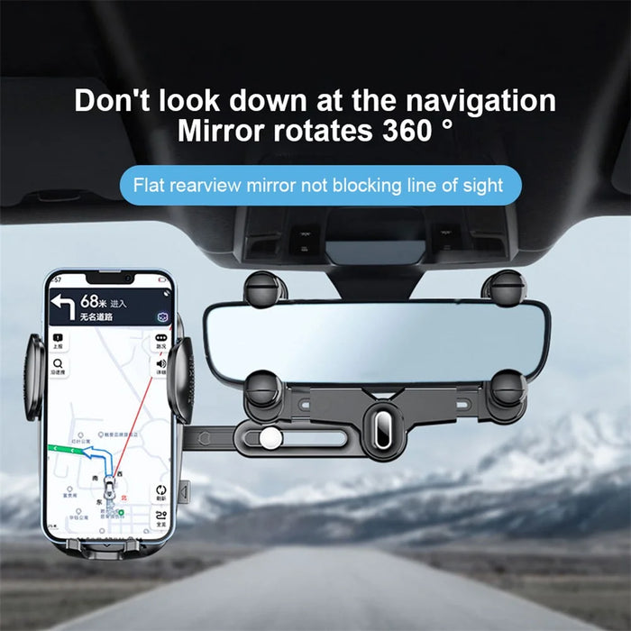 R009 Multifunctional Car Rearview Mirror Cell Phone Mount Universal Vehicle Retractable Phone Clip Holder - Green - 6