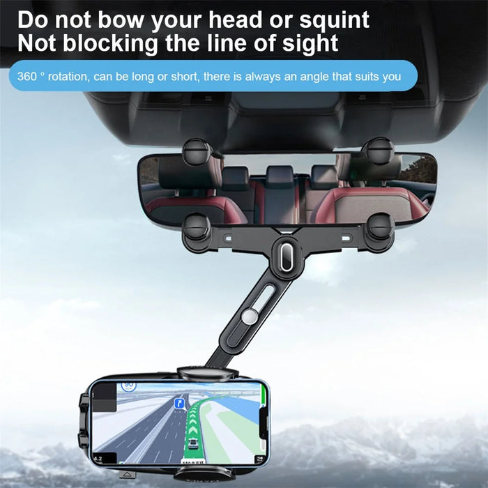R009 Multifunctional Car Rearview Mirror Cell Phone Mount Universal Vehicle Retractable Phone Clip Holder - Green - 7