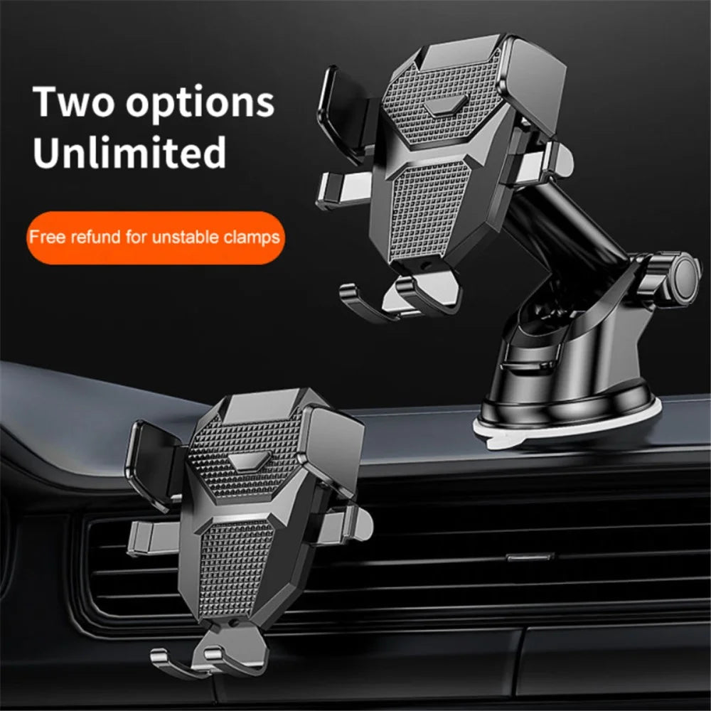 D25+105+K5 Telescopic Suction Cup Dashboard Phone Mount Air Vent Car Phone Holder Auto Locking Car Phone Clip - Black - 3