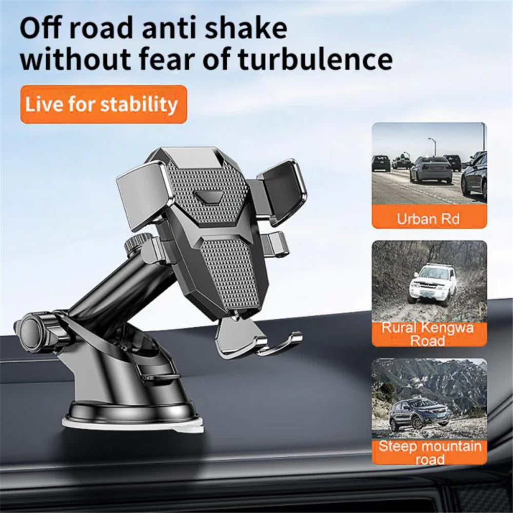 D25+105+K5 Telescopic Suction Cup Dashboard Phone Mount Air Vent Car Phone Holder Auto Locking Car Phone Clip - Black - 5