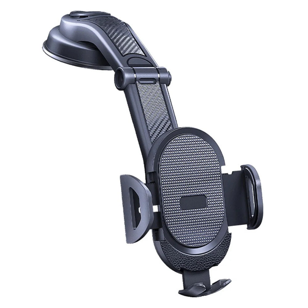 ES33 ABS+Carbon Fiber 360 Degree Rotation Suction Cup Mount Car Mobile Phone Holder Bracket - Black - 1