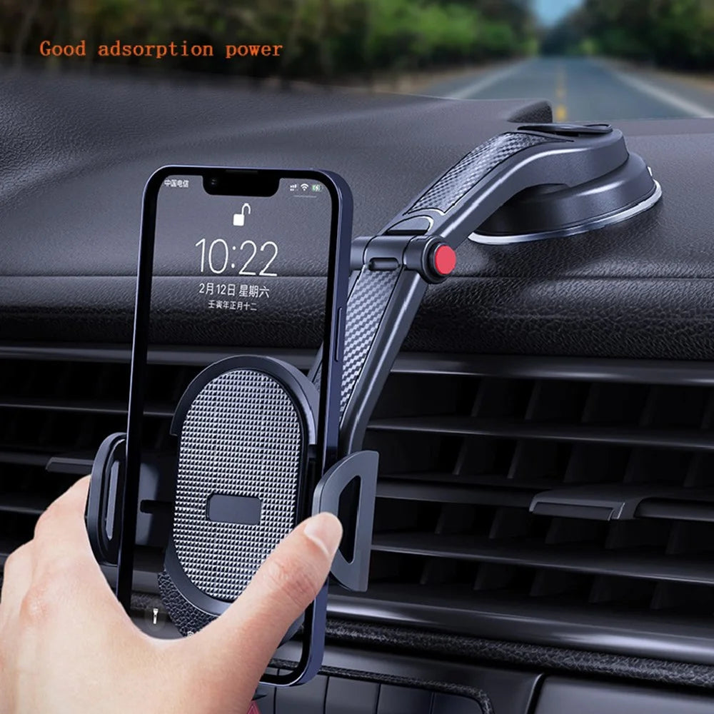 ES33 ABS+Carbon Fiber 360 Degree Rotation Suction Cup Mount Car Mobile Phone Holder Bracket - Black - 3
