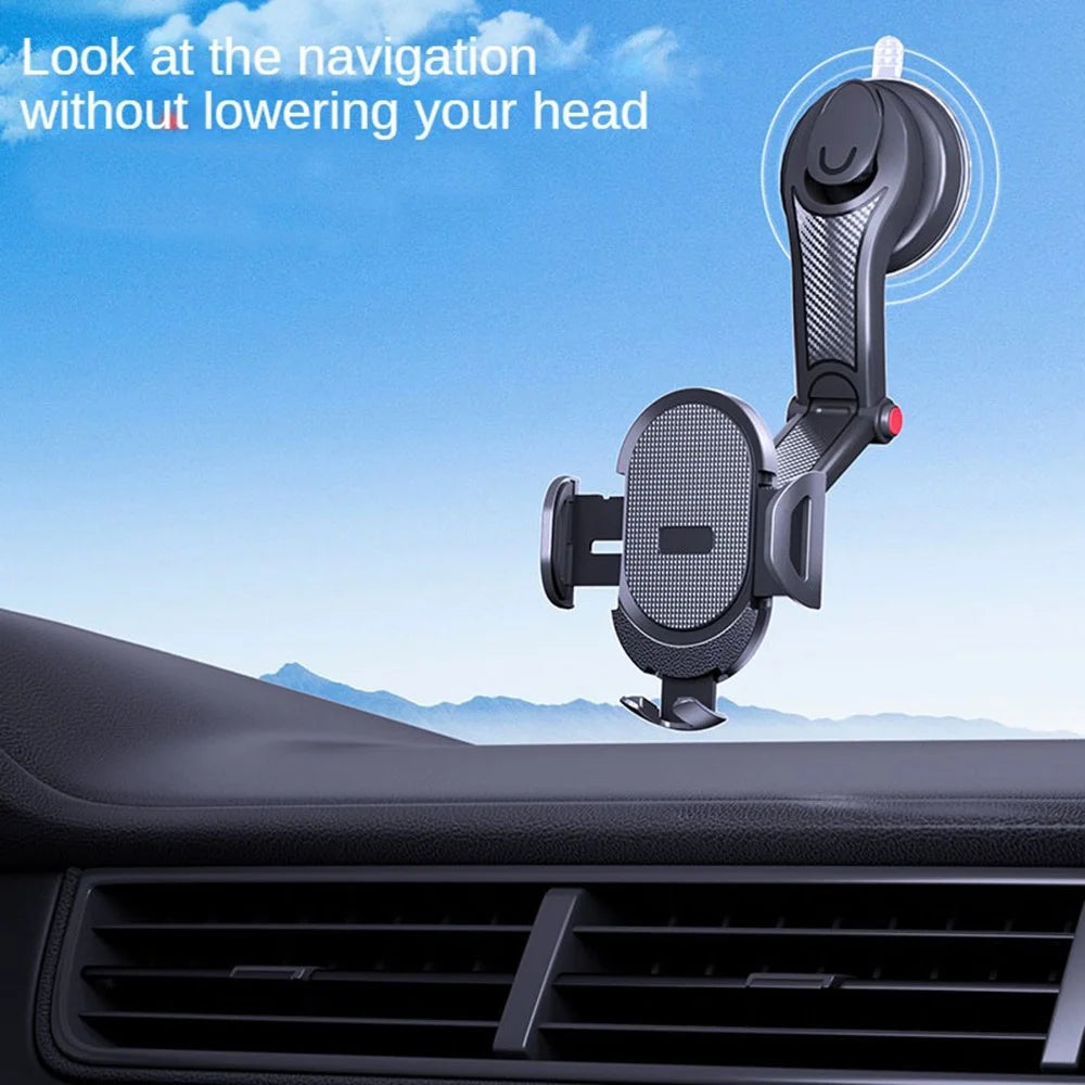 ES33 ABS+Carbon Fiber 360 Degree Rotation Suction Cup Mount Car Mobile Phone Holder Bracket - Black - 5