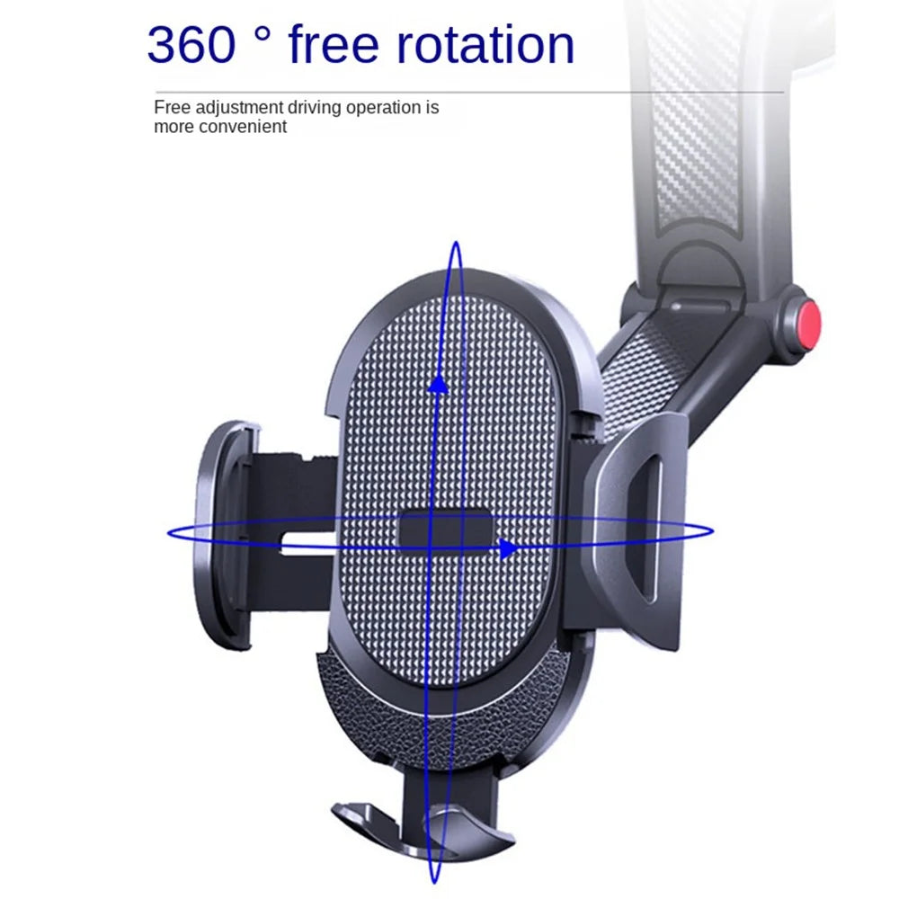 ES33 ABS+Carbon Fiber 360 Degree Rotation Suction Cup Mount Car Mobile Phone Holder Bracket - Black - 6