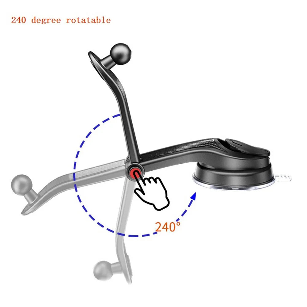 ES33 ABS+Carbon Fiber 360 Degree Rotation Suction Cup Mount Car Mobile Phone Holder Bracket - Black - 7