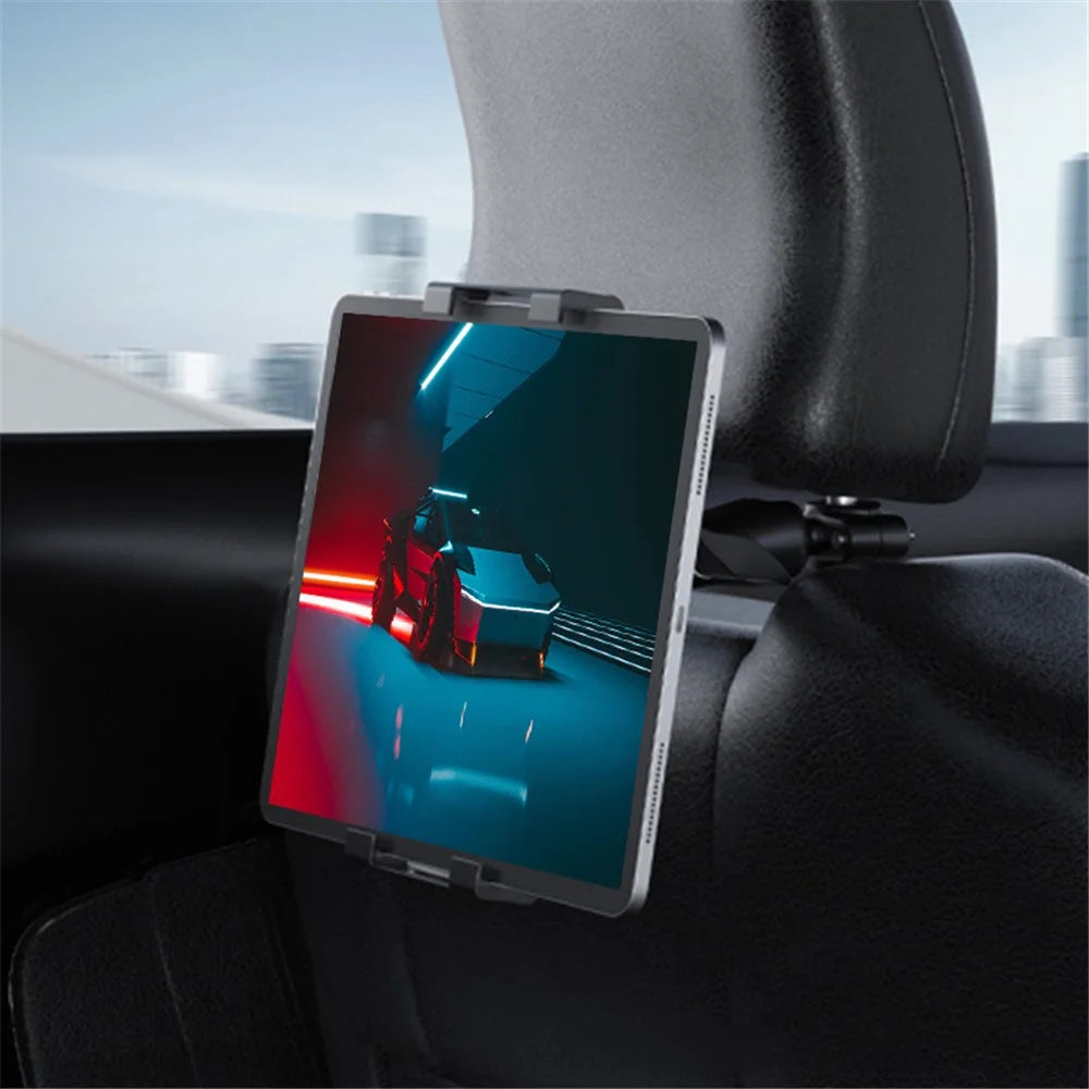 Car Headrest Metal Phone Mount Stretchable Car Seat Back Tablet Holder Compatible with 4.7-11 inch Cellphone, Tablets - 6