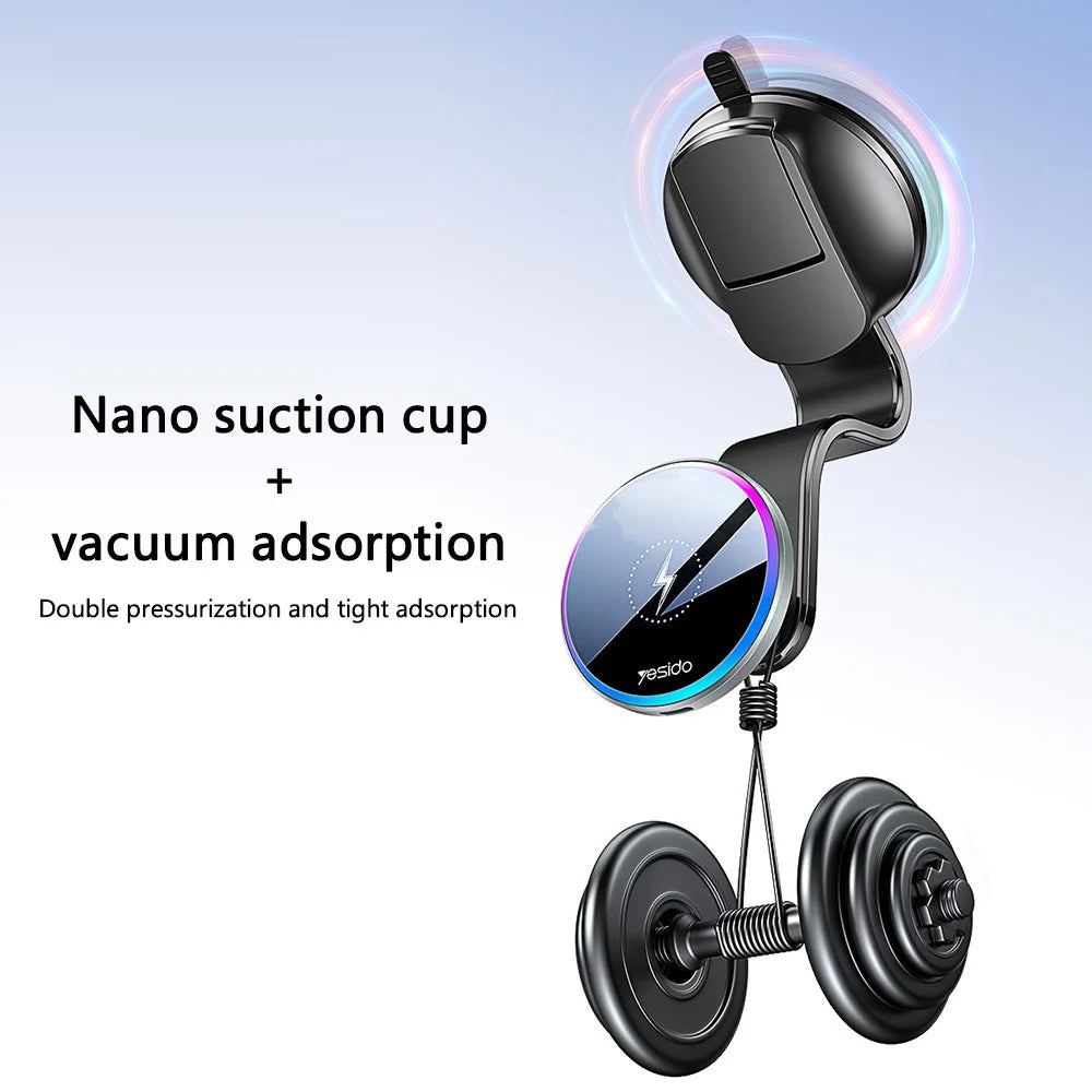 YESIDO C292 15W Magnetic Wireless Charger Cellphone Holder Bracket with Ambient Light - 6