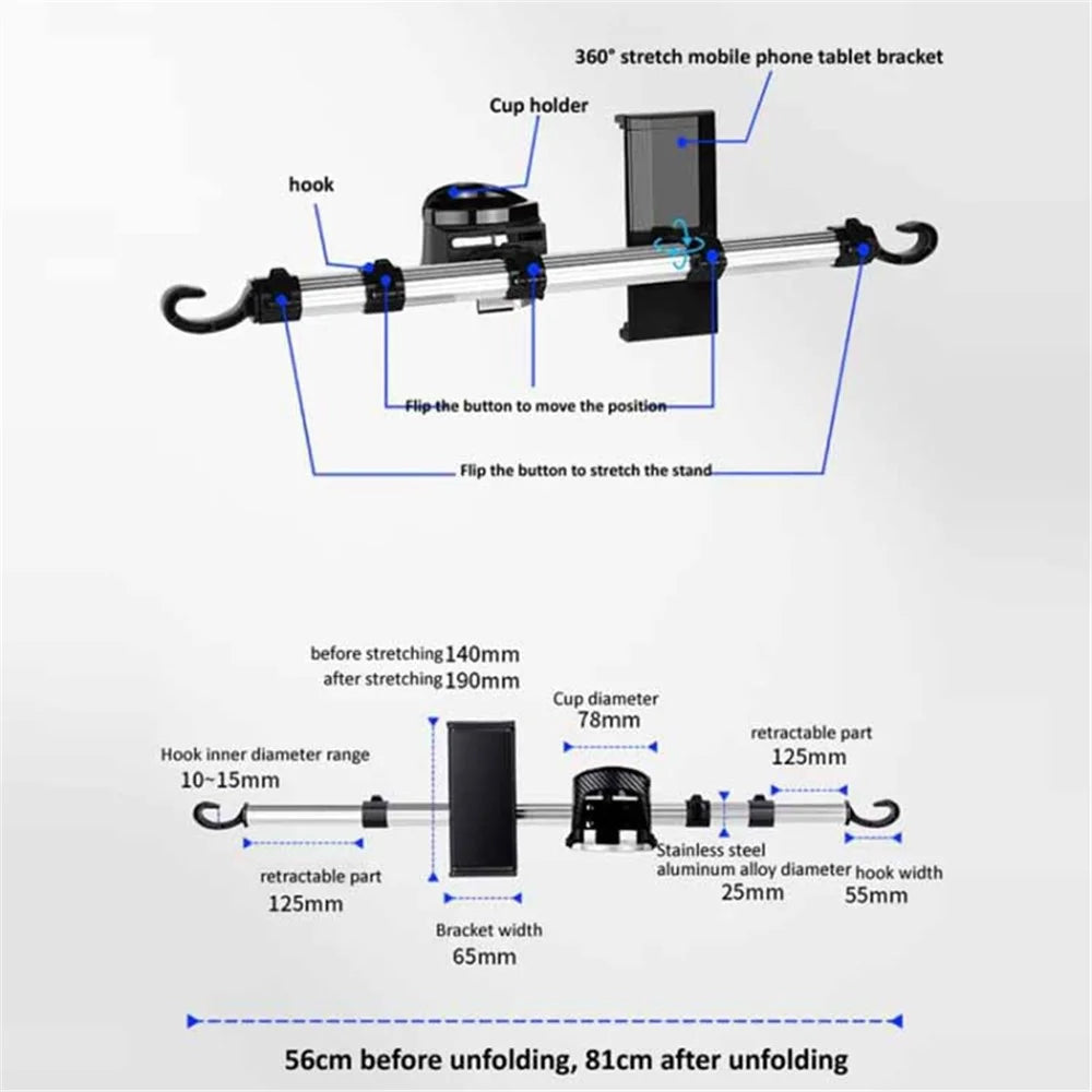 3-in-1 Car Back Seat Phone Tablet Holder Cup Holder Hanging Hook Headrest Mount Multifunction Bracket - 3