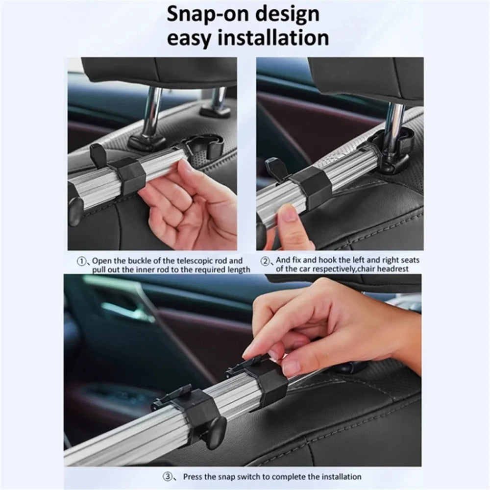 3-in-1 Car Back Seat Phone Tablet Holder Cup Holder Hanging Hook Headrest Mount Multifunction Bracket - 4