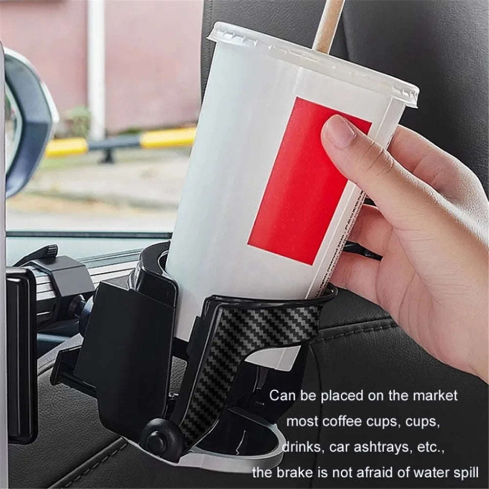 3-in-1 Car Back Seat Phone Tablet Holder Cup Holder Hanging Hook Headrest Mount Multifunction Bracket - 6