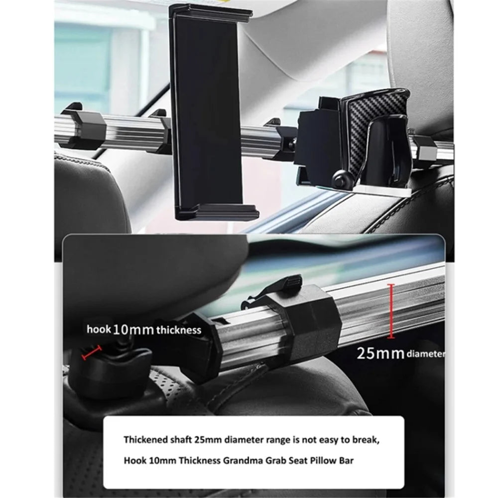 3-in-1 Car Back Seat Phone Tablet Holder Cup Holder Hanging Hook Headrest Mount Multifunction Bracket - 7