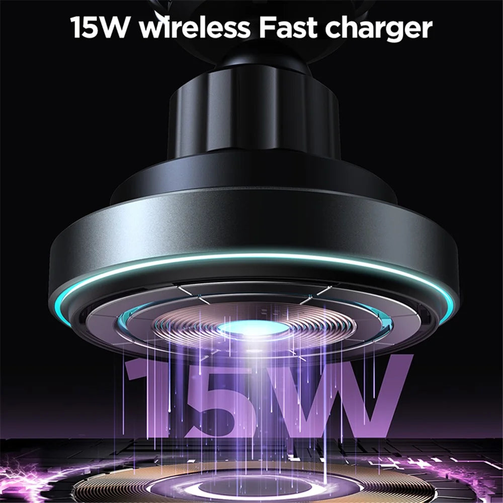 JOYROOM JR-ZS240 Pro Car Air Vent Mount 15W Magnetic Wireless Charger Phone Holder with Ambient Light - 4