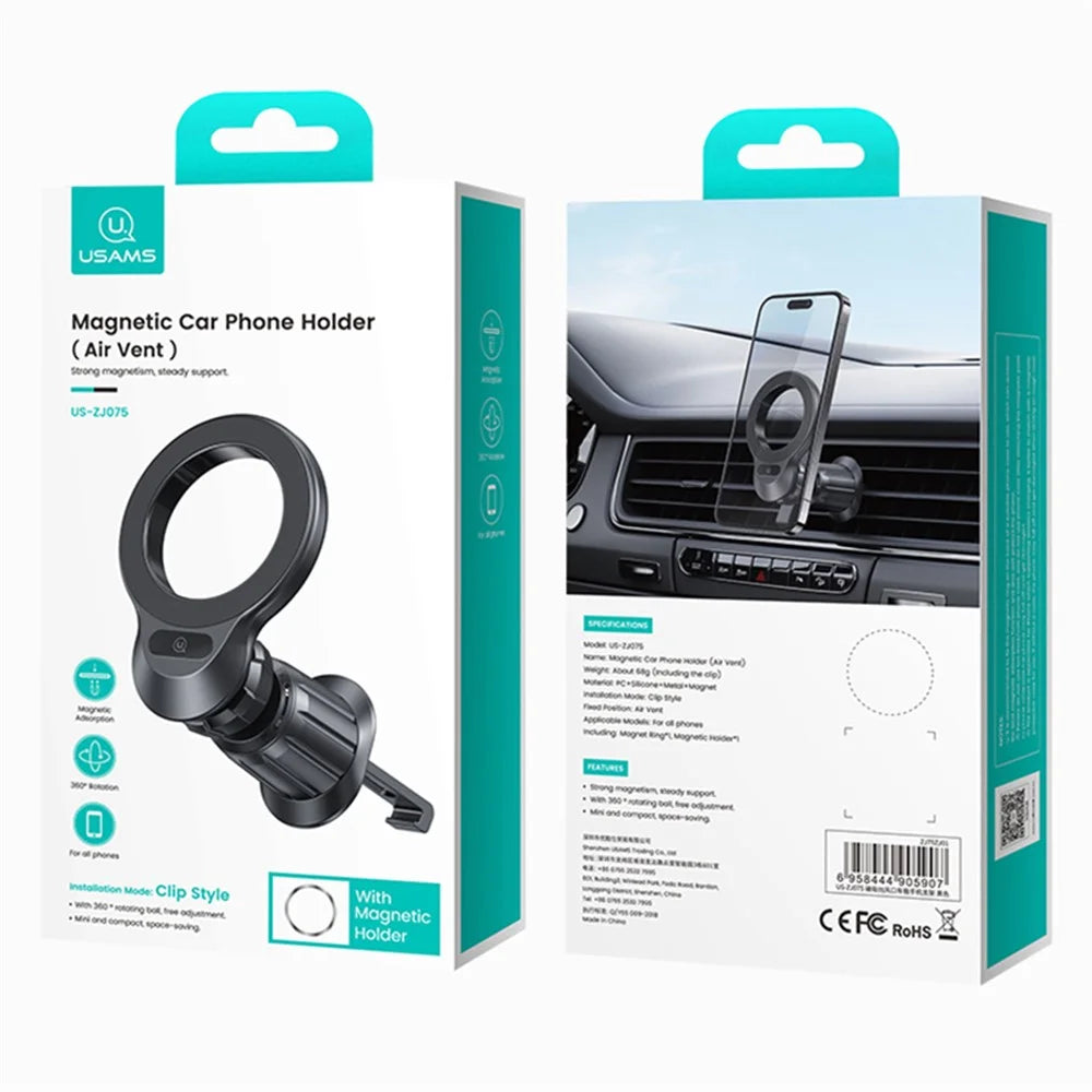 USAMS US-ZJ075 Magnetic Car Phone Holder 360-degree Rotation Air Vent Phone Mount - 7