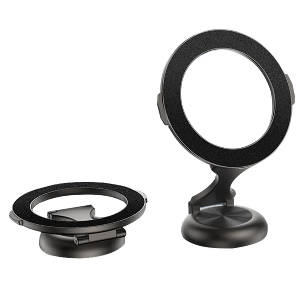 Magnetic Car Phone Holder 720 Degree Rotation Car Mount Alloy Foldable Phone Stand - Black - 1