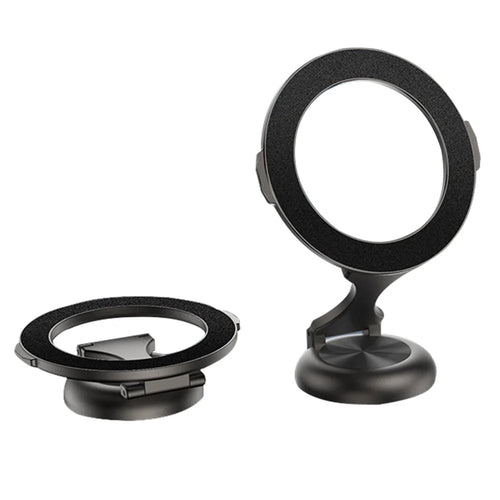 Magnetic Car Phone Holder 720 Degree Rotation Car Mount Alloy Foldable Phone Stand - Black - 1